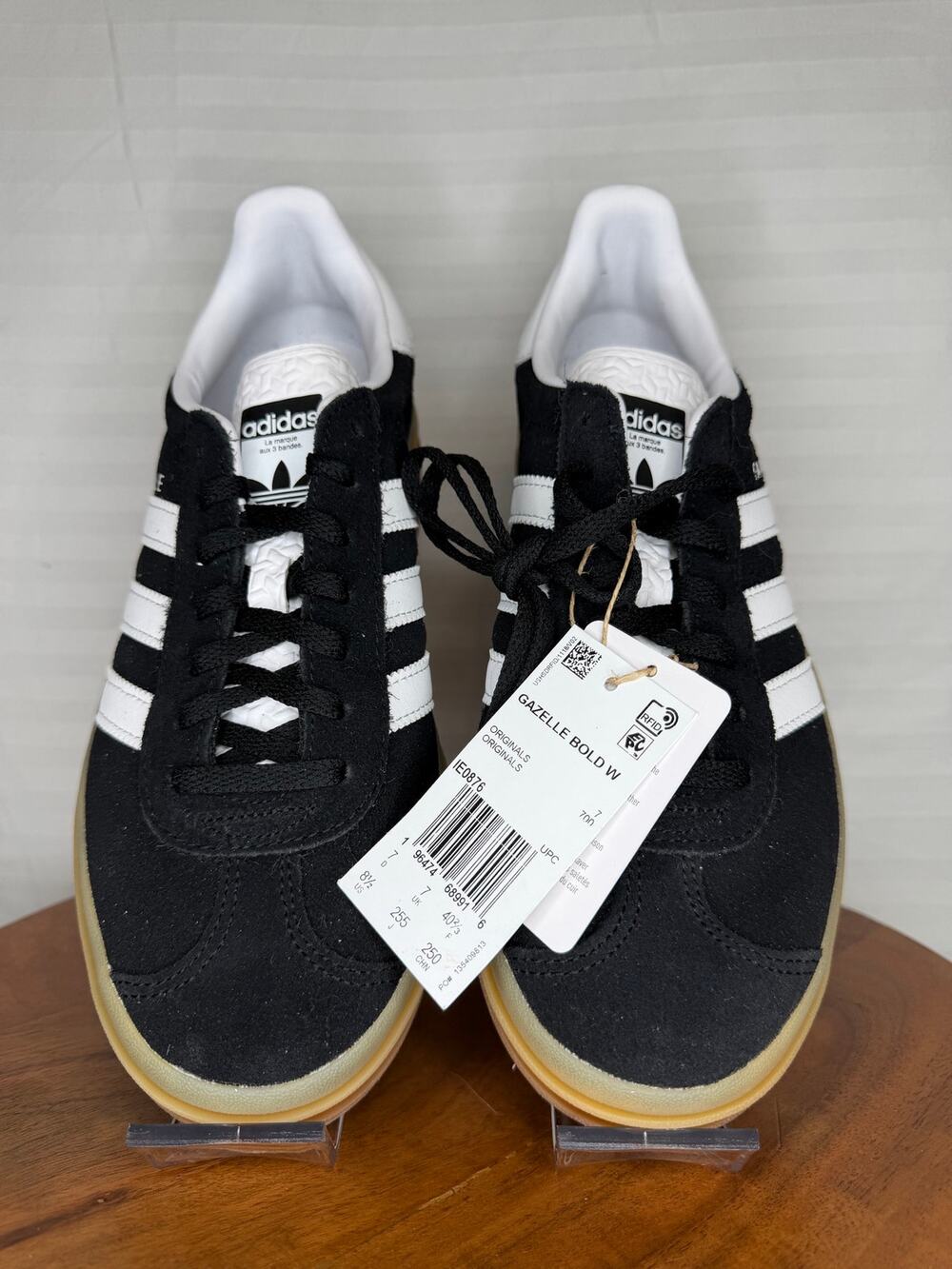 Adidas Gazelle Bold W Black White Gum Platform Sneakers Women’s 8.5 IE0876 NWT